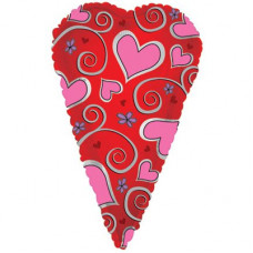 Шар (24''/61 см) Фигура, Вытянутое сердце, Красный, 1 шт.