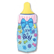 Шар (31''/79 см) Фигура, Бутылочка для мальчика, Голубой, 1 шт.