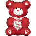 Шар (25''/64 см) Фигура, Мишка с сердцем, Красный, 1 шт.