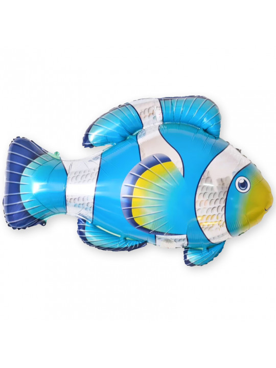 Шар (35''/89 см) Фигура, Рыба-клоун, Голубой, 1 шт.