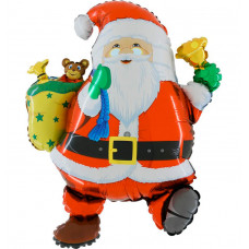 Шар (30''/76 см) Фигура, Забавный Дед Мороз, Красный, 1 шт.