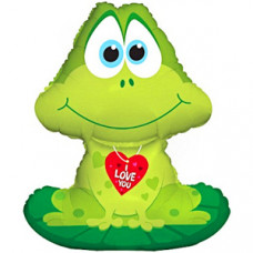 Шар (32''/81 см) Фигура, Лягушка с сердцем, Зеленый, 1 шт.