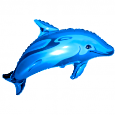 Шар (40''/102 см) Фигура, Дельфинчик, Синий, 1 шт.
