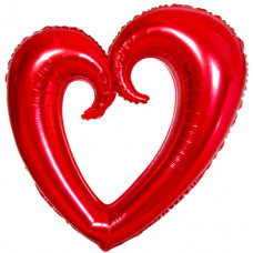 Шар (40''/102 см) Фигура, Сердце вензель, Красный, 1 шт.