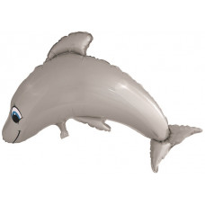 Шар (40''/102 см) Фигура, Дельфин, Серый, 1 шт.