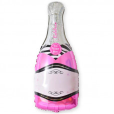 Шар (37''/94 см) Фигура, Бутылка шампанского, Розовый, 1 шт.