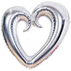 Шар (40''/102 см) Фигура, Сердце вензель, Серебро, 1 шт.