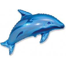 Шар (37''/94 см) Фигура, Дельфин фигурный, Синий, 1 шт.