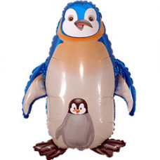 Шар (39''/99 см) Фигура, Пингвин, Синий, 1 шт.