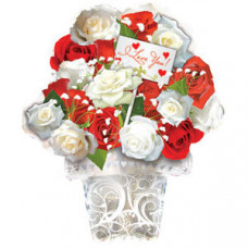Шар (21''/53 см) Фигура, Букет из красных и белых роз, Белый, 1 шт.