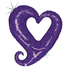 Шар (37''/94 см) Фигура, Цепь сердец, Фиолетовый, Голография, 1 шт.