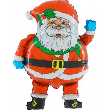 Шар (29''/74 см) Фигура, Дед Мороз в очках, Красный, 1 шт.